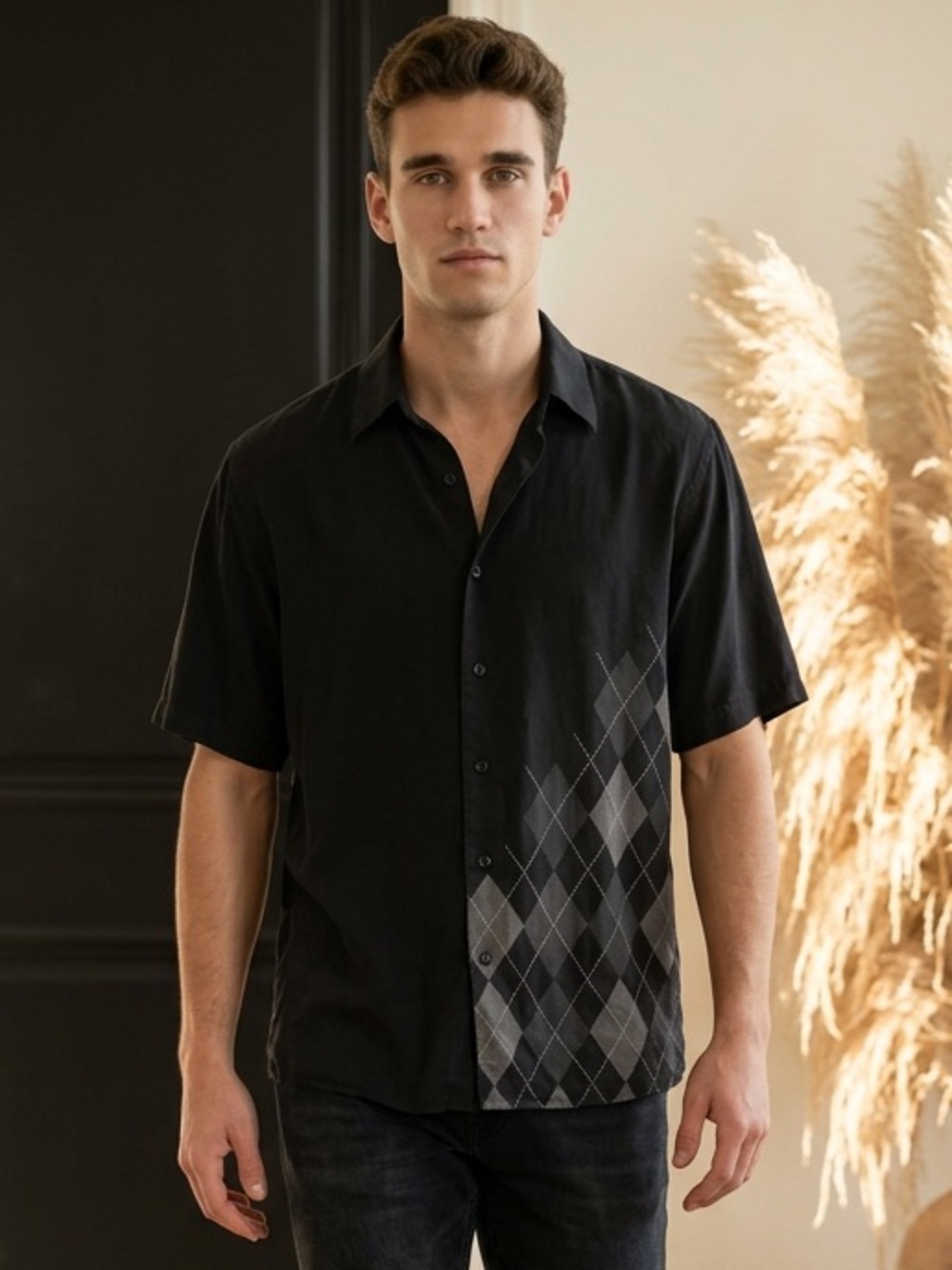 Bobby Chan retro Dark academia vintage silk classic short-sleeve button down